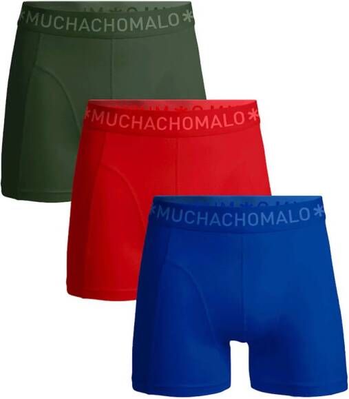 Muchachomalo boxershort Solid set van 3 groen rood blauw Jongens Stretchkatoen 158 164