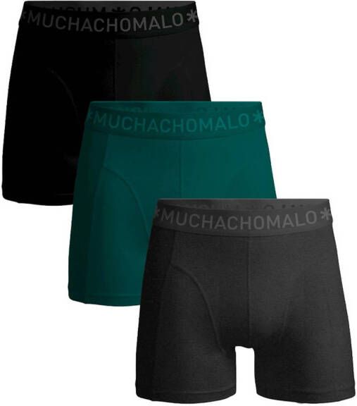 Muchachomalo boxershort Solid set van 3 groen zwart grijs Jongens Stretchkatoen 146 152