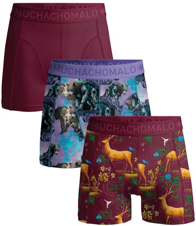 Muchachomalo boxershort donkerrood lila (set van 3)