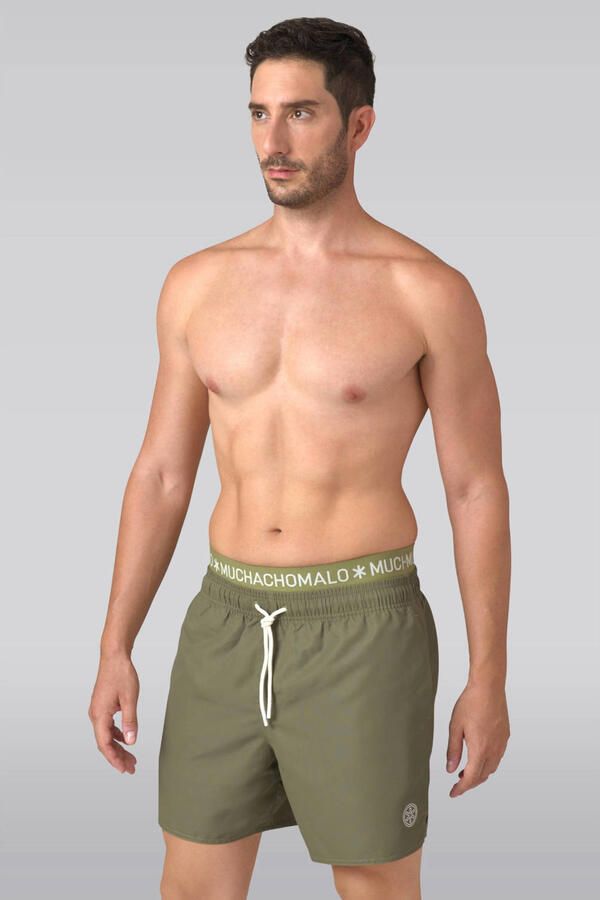 Muchachomalo zwemshort + gratis boxershort olijfgroen