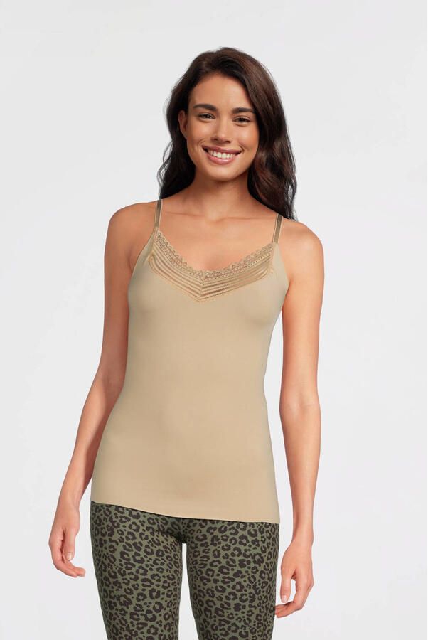 Mustang Hemd Free cut singlet verstelbare spaghetti-bandjes v-hals kant elastisch basic (Set van 3) - Foto 2