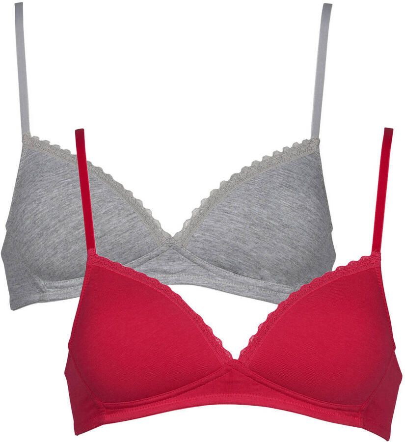 My Basic by After Eden voorgevormde katoenen bh zonder beugel (set van 2) grijs roze