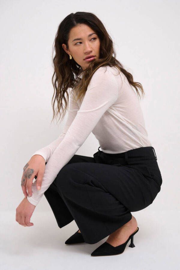 My Essential Wardrobe high waist wide leg pantalon van gerecycled polyester zwart - Foto 5