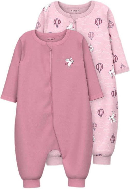 NAME IT BABY boxpak NBFNIGHTSUIT set van 2 unicorn roze