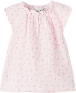 NAME IT BABY gebloemde newborn baby jurk NBFHIRULLE van biologisch katoen roze