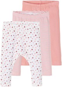 NAME IT BABY legging set van 3 roze wit