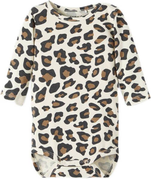 NAME IT BABY NBNOLLY romper ecru bruin zwart