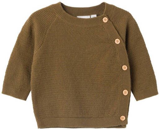 Name it BABY newborn baby fijngebreid vest NBNOTTER van biologisch katoen bruin Katoen (biologisch) Ronde hals 56