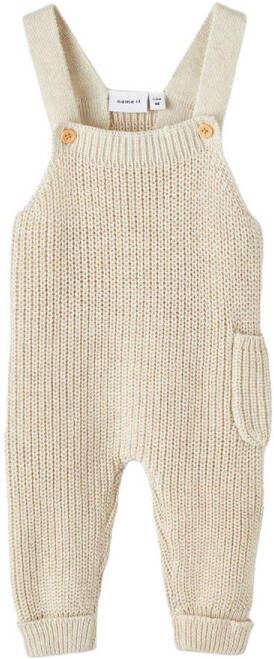 NAME IT BABY newborn baby regular fit tuinbroek NBNDELLI van biologisch katoen beige