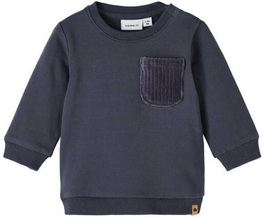 Name it BABY newborn baby sweater NBMNASH donkerblauw Jongens Sweat (duurzaam) Ronde hals 56