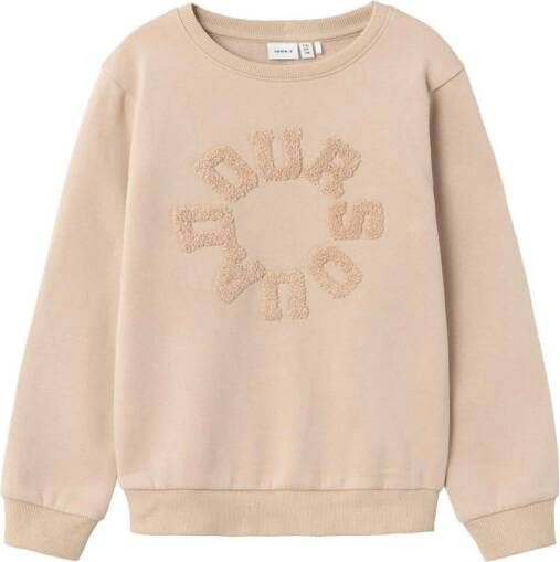 Name it KIDS sweater NKFODESSA met printopdruk beige Printopdruk 122 128