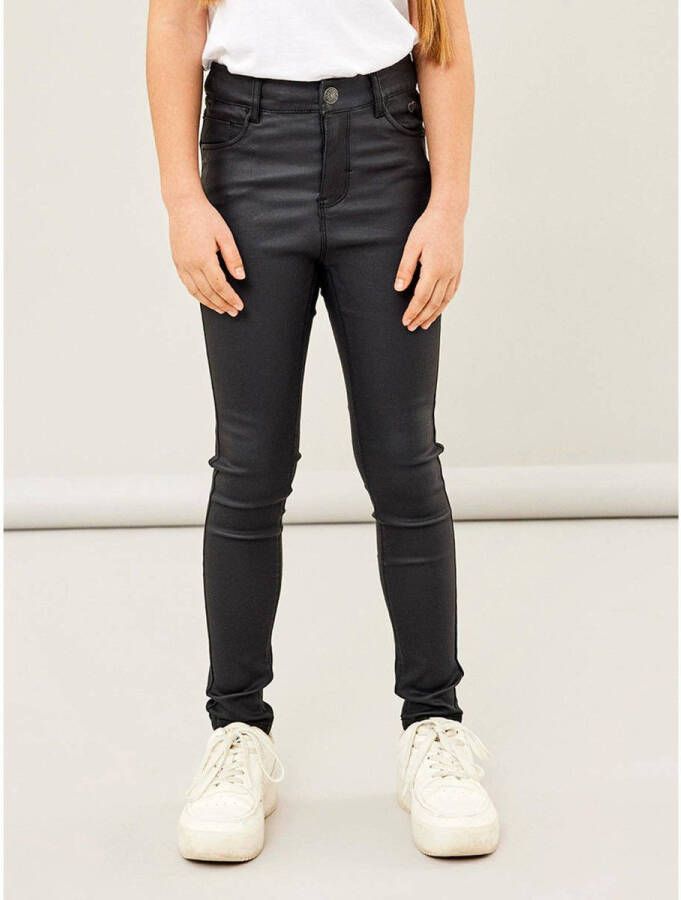 NAME IT KIDS coated skinny jeans NKFPOLLY black denim