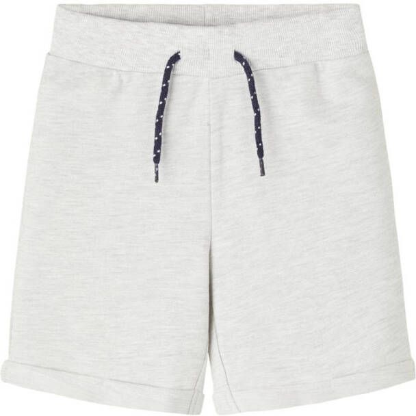 NAME IT KIDS gemêleerde regular fit sweatshort NKMVASSE lichtgrijs melange