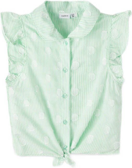 NAME IT KIDS gestreepte blouse NKFFIDOT zachtgroen