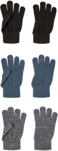 NAME IT KIDS handschoenen set van 3 zwart blauw grijs