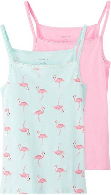Name it KIDS hemd set van 2 mintgroen roze Meisjes Stretchkatoen (duurzaam) Ronde hals 146 152