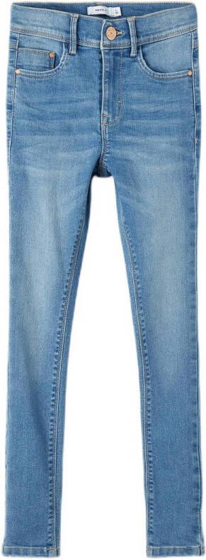 NAME IT KIDS high waist skinny jeans NKFPOLLY medium blue denim