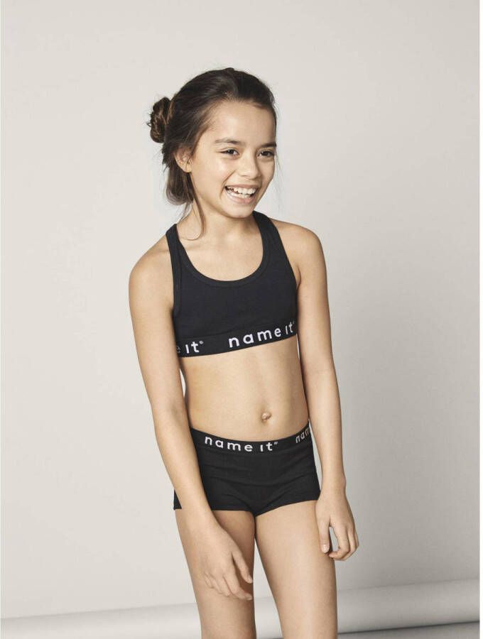 Name it KIDS hipster NKFHIPSTER set van 2 lichtgroen zwart Slip Meisjes Stretchkatoen 146 152