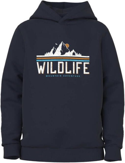 Name it KIDS hoodie NKMVUGO met printopdruk donkerblauw Sweater Printopdruk 122 128