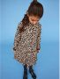 Name it KIDS jurk NKFNAGIRA met panterprint en ruches beige bruin zwart Meisjes Viscose Opstaande kraag 134 - Thumbnail 1