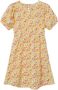 Name it KIDS jurk NKFVINAYA van gerecycled polyester lichtgeel oranje Meisjes Gerecycled polyester (duurzaam) V-hals 134 - Thumbnail 1