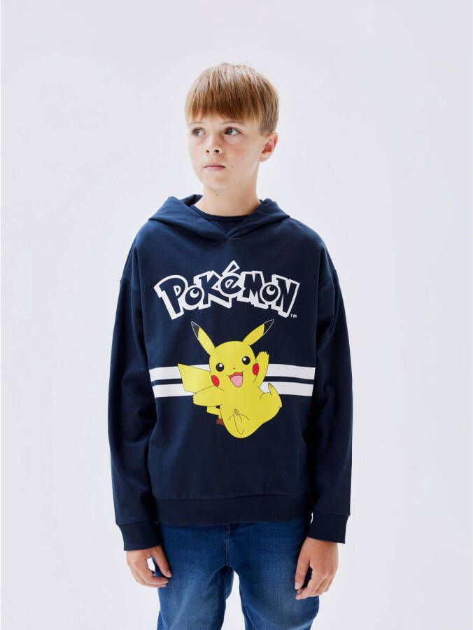 Name it KIDS Pokemon hoodie NKFJU met printopdruk donkerblauw Sweater Printopdruk 122 128