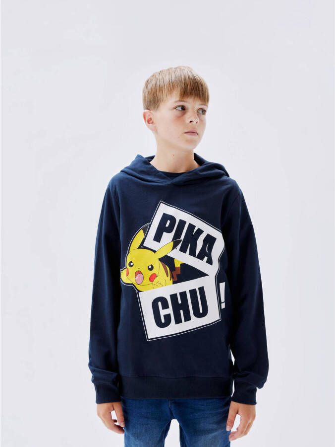 Name it KIDS Pokemon hoodie NKMJAREL met printopdruk donkerblauw Sweater 146 152