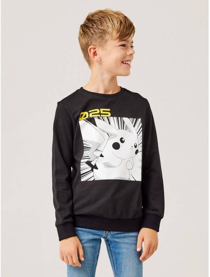 Name it KIDS Pokemon hoodie NKMNIS met printopdruk zwart Sweater Printopdruk 122 128