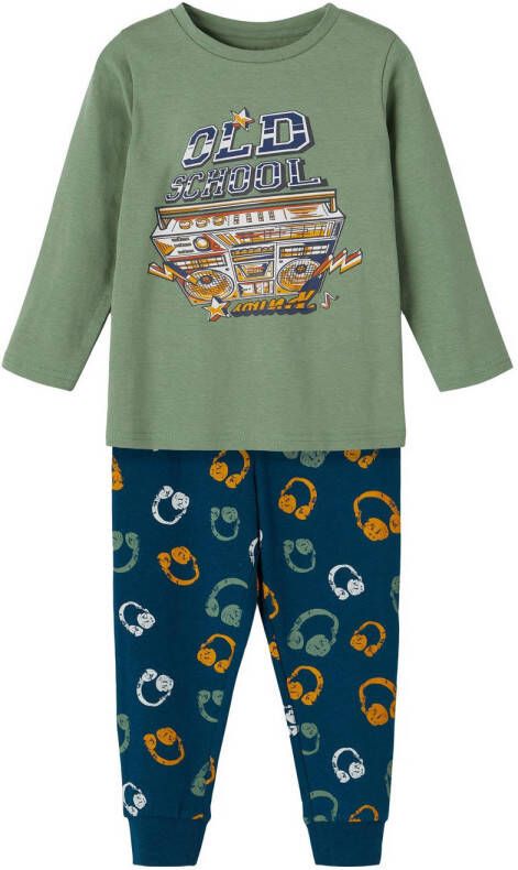 Name it KIDS pyjama NKMNIGHTSET met all over print groen blauw Jongens Stretchkatoen (duurzaam) Ronde hals 110 116