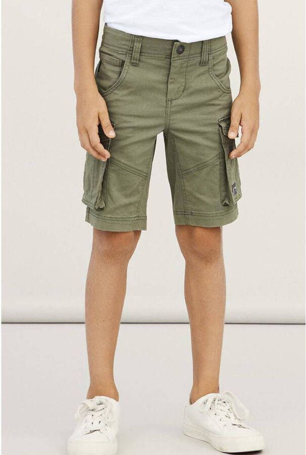 Name it KIDS regular fit cargo bermuda NKMRYAN kaki Korte broek Groen Stretchkatoen 176