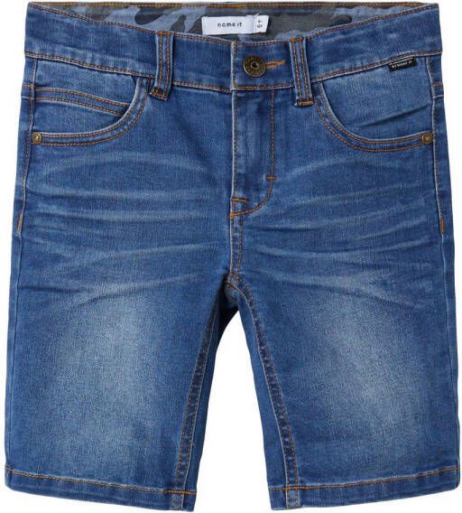 Name it KIDS regular fit jeans bermuda NKMSOFUS stonewashed Denim short Blauw Jongens Stretchdenim 110
