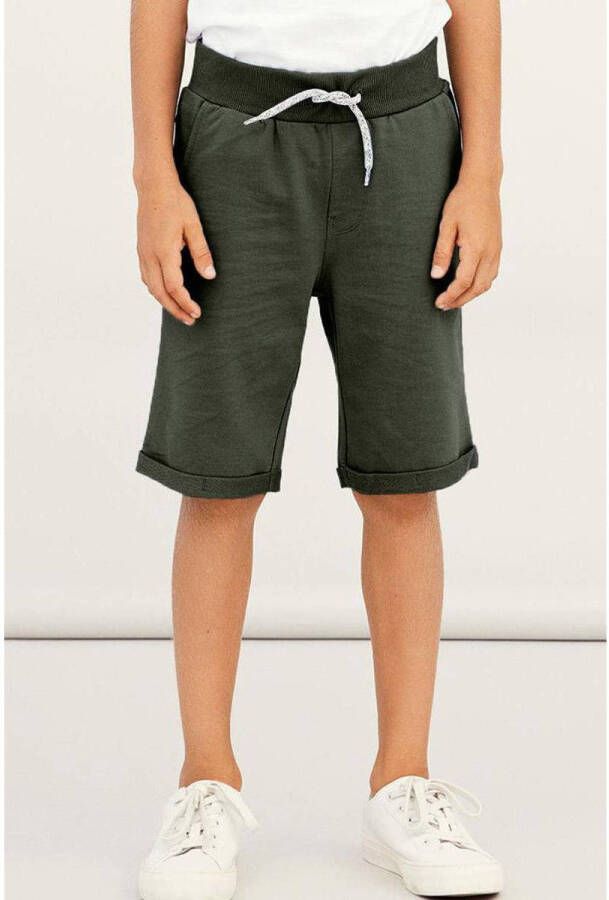 Name it KIDS regular fit sweatshort NKMVERMO donkergroen Effen 110