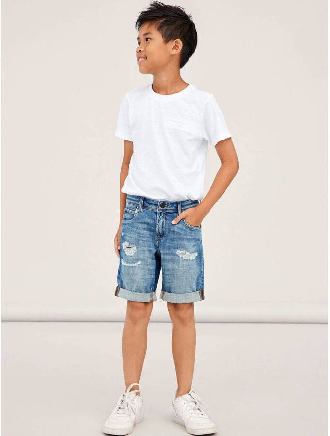 Name it KIDS short NKMRYAN medium blue denim Korte broek Blauw Jongens Stretchdenim 116