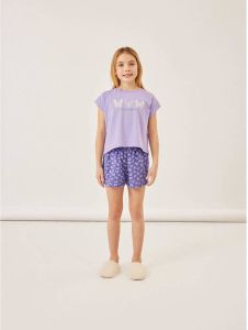 NAME IT KIDS shortama NKFNIGHTSET CAP BUTTERFLY met all over print lila wit