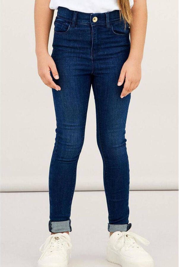 Name it KIDS skinny jeans NKFPOLLY dark denim Blauw Meisjes Stretchdenim 122