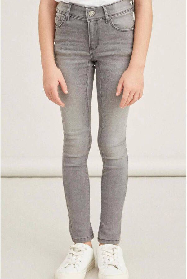 Name it KIDS skinny jeans NKFPOLLY grijs stonewashed Meisjes Stretchdenim (duurzaam) 104