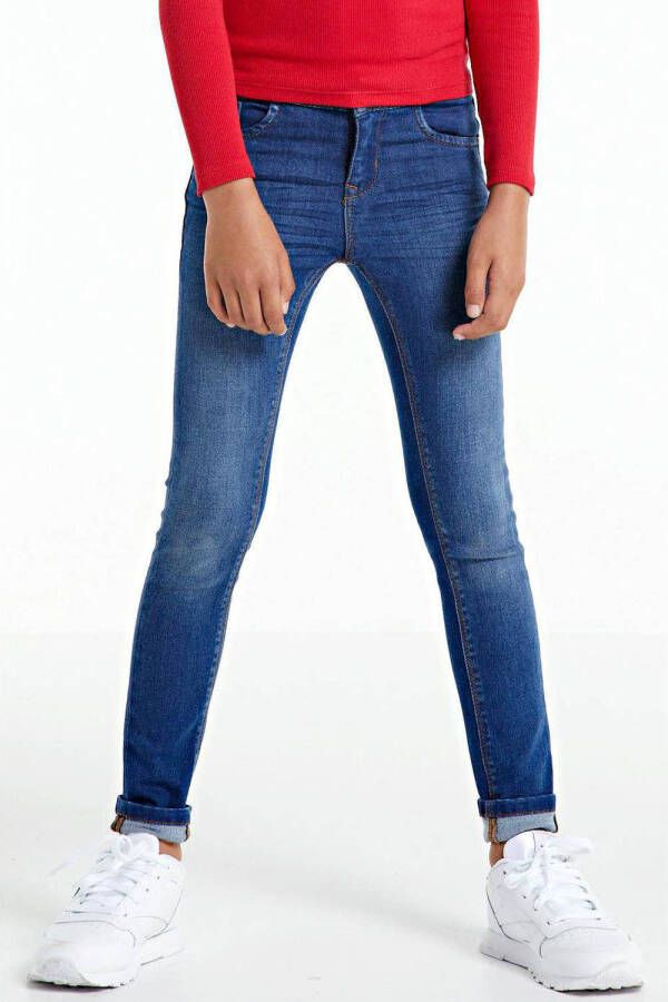 Name it KIDS skinny jeans NKFPOLLY stonewashed Blauw Meisjes Denim (duurzaam) 134