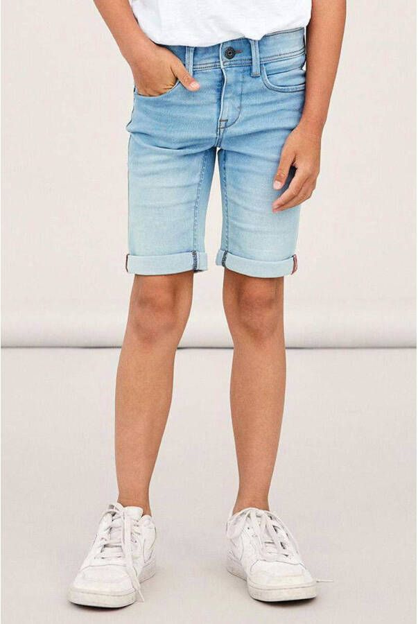 Name it KIDS slim fit jeans bermuda NKMSOFUS light denim short Blauw Jongens Stretchdenim 104