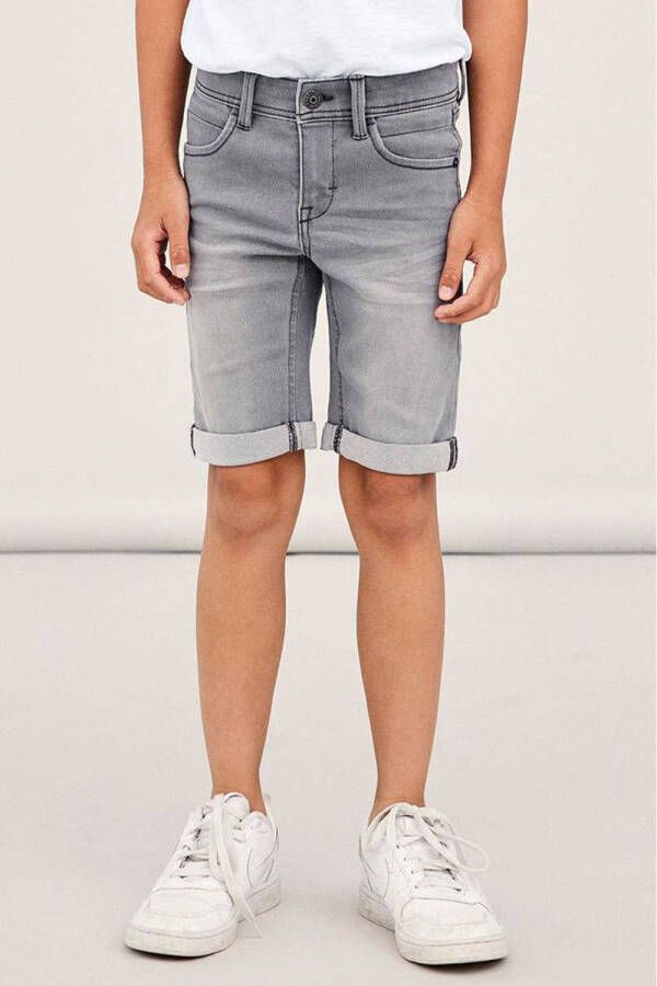 Name it KIDS slim fit jeans bermuda NKMSOFUS medium grey denim short Grijs Jongens Stretchdenim 122