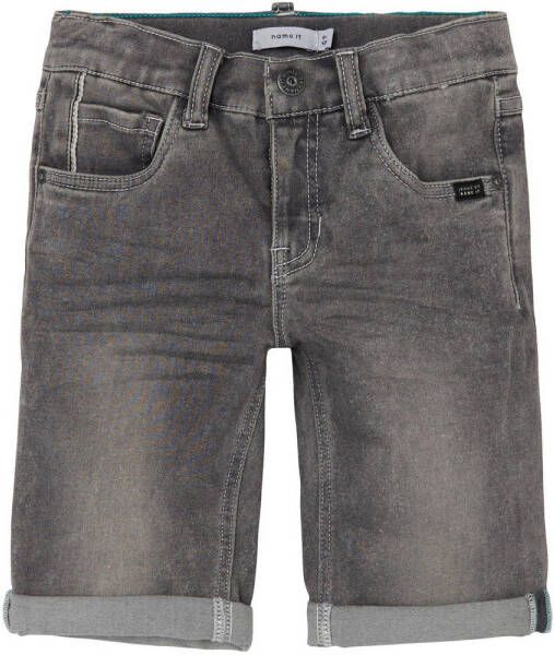 Name it KIDS slim fit jeans bermuda NKMTHEO grijs Denim short Jongens Stretchdenim 104