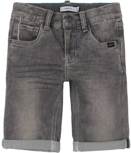 Name it KIDS slim fit jeans bermuda NKMTHEO grijs Denim short Jongens Stretchdenim 104