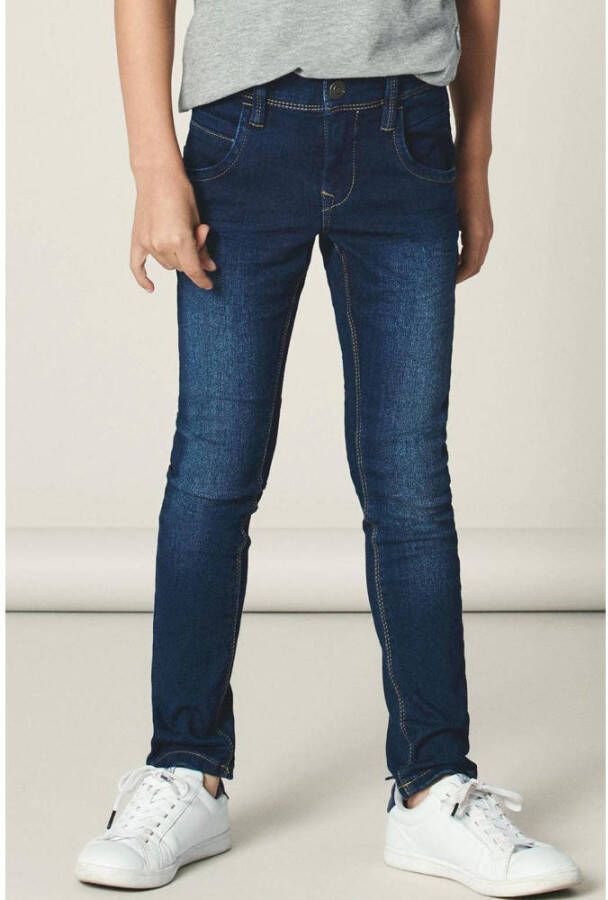 Name it KIDS slim fit jeans NITTAX dark denim Blauw 104