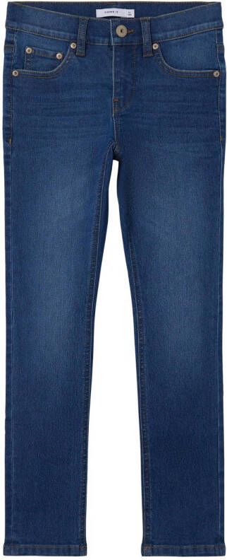 Name it KIDS slim fit jeans NKMSILAS dark blue denim Blauw Jongens Stretchdenim 134
