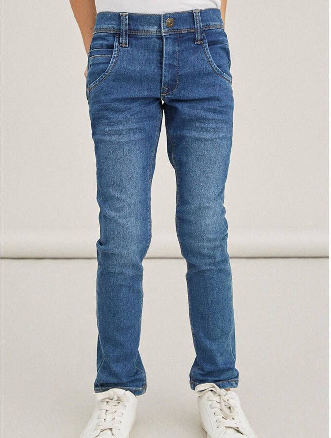 Name it KIDS slim fit jeans NKMSILAS medium blue denim Blauw 122