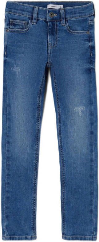 Name it KIDS slim fit jeans NKMSILAS medium blue denim Blauw Jongens Stretchdenim 146