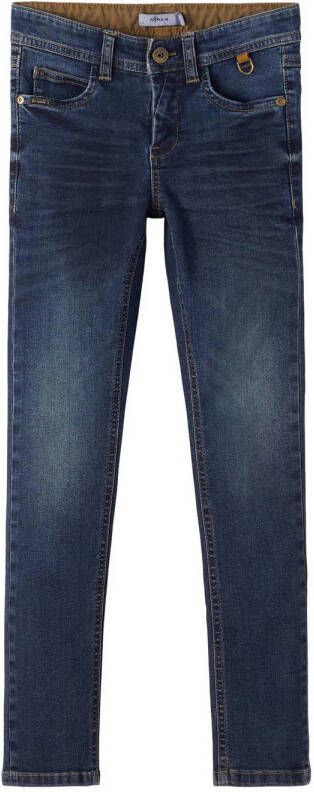 Name it KIDS slim fit jeans NKMTHEO dark blue denim Blauw Jongens Stretchdenim 128