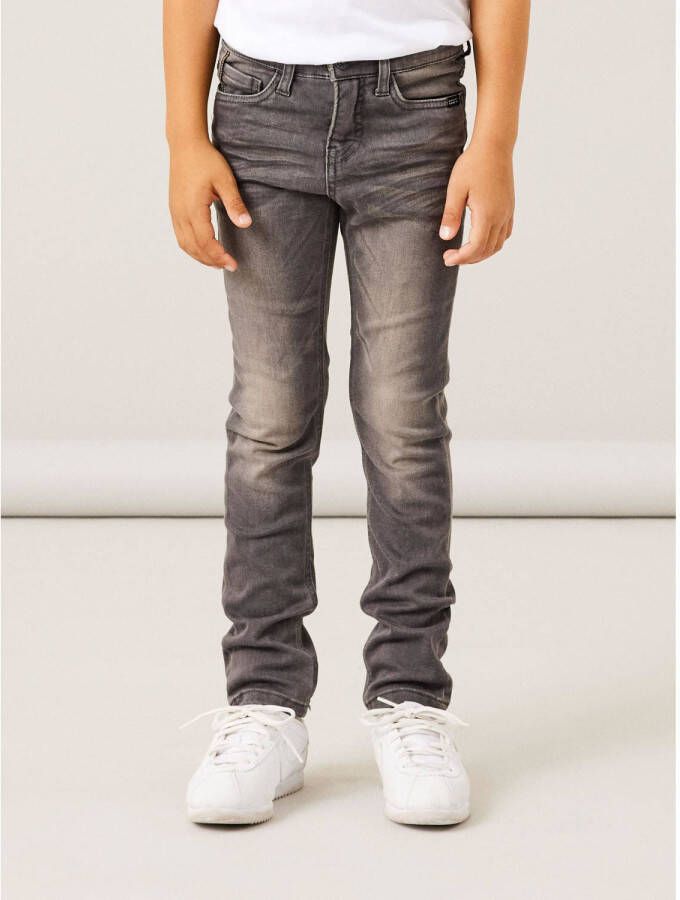 Name it KIDS slim fit jeans NKMTHEO grijs stonewashed Jongens Viscose 104