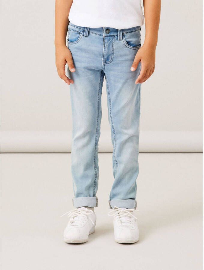NAME IT KIDS slim fit jeans NKMTHEO light blue bleached denim