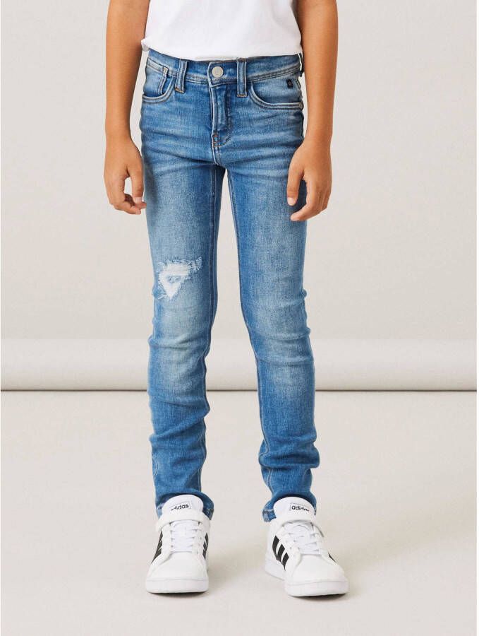 Name it KIDS slim fit jeans NKMTHEO medium blue denim Blauw Jongens Stretchdenim 146