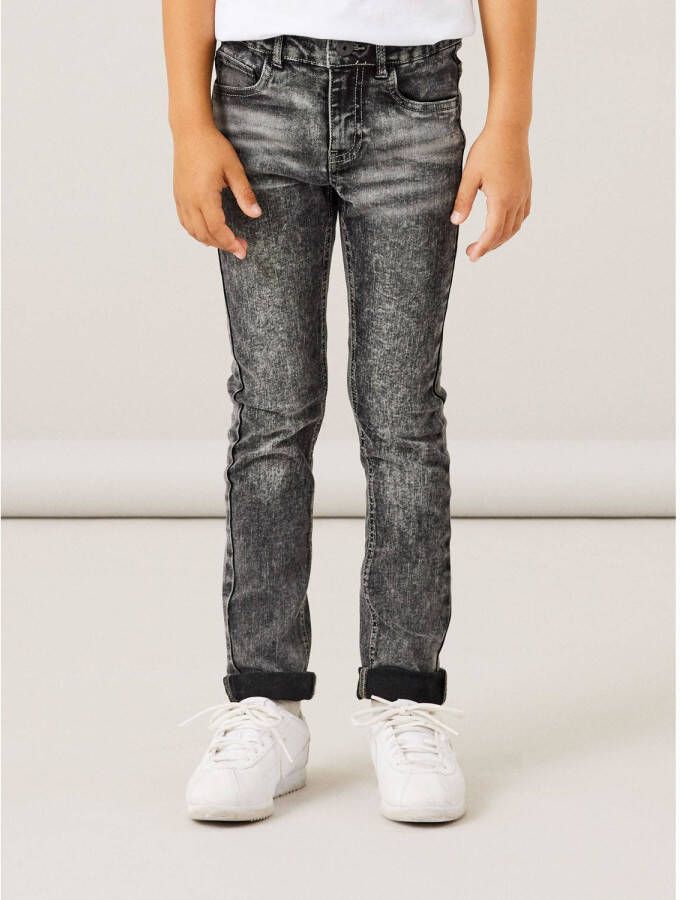 Name it KIDS slim fit jeans NKMTHEO XSLIM medium grey denim Grijs Jongens Stretchdenim 104